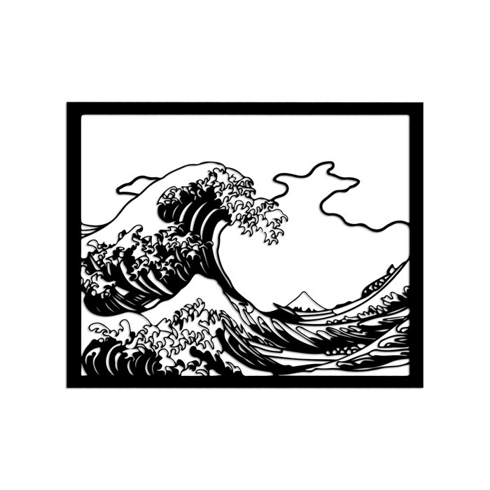 Wallity Hokusai Escultura de Pared de Metal Negra Wallity Hokusai Escultura de Pared de Metal Negra